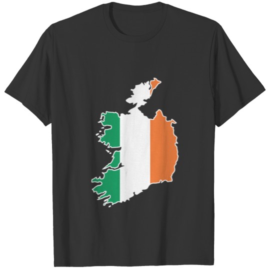 Map of Ireland Christmas Orange White Green Flag T Shirts