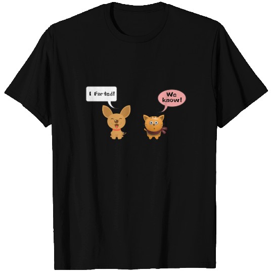 Dog Cat Chihuahua Funny farted comic T Shirts
