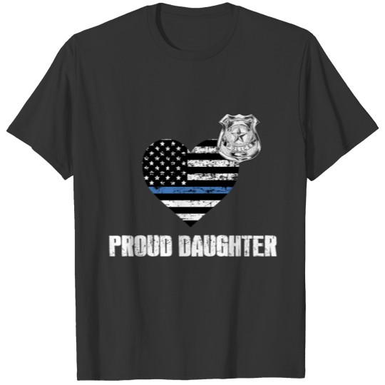 Thin Blue Line Police Daughter Family T Shirts