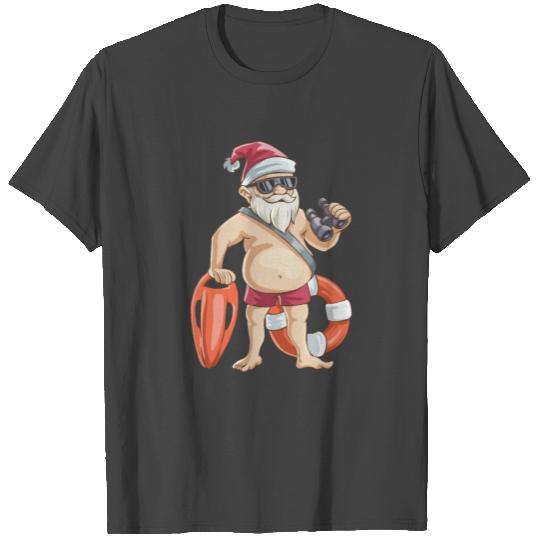 Christmas In July Santa Lifeguard T Shirts