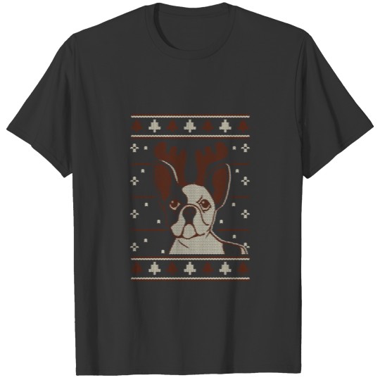 christmas dog tshirt looking like a reindeer T-shirt