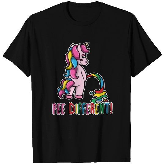 Gay Pride Unicorn Rainbow Flag Pee Different Funny Pun T Shirts
