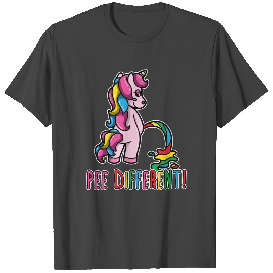Gay Pride Unicorn Rainbow Flag Pee Different Funny Pun T Shirts