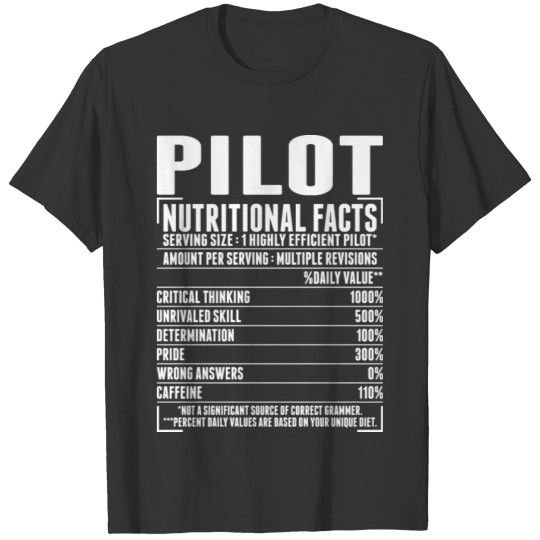 Pilot Nutritional Facts Tshirt T-shirt