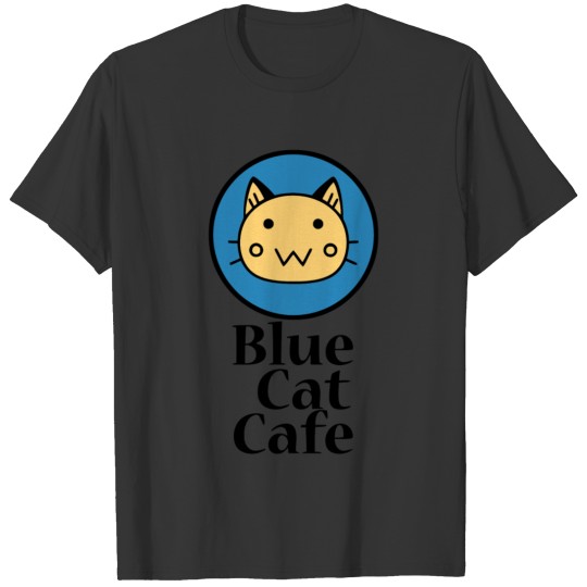 Funny Blue Cat Cafe T Shirts