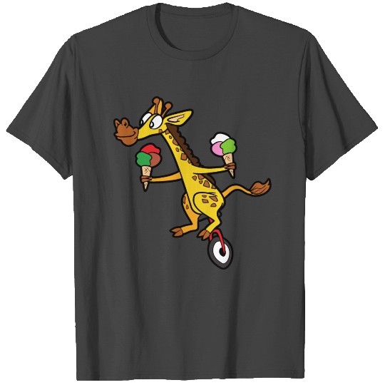 Giraffe Unicycle Bike Cyclist Cycle Biking T Shirts