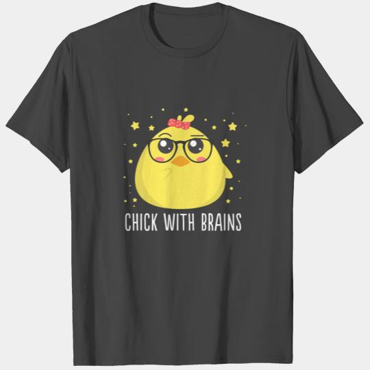 Cute Chick With Brains Funny Meme Saying Quote T Shirts