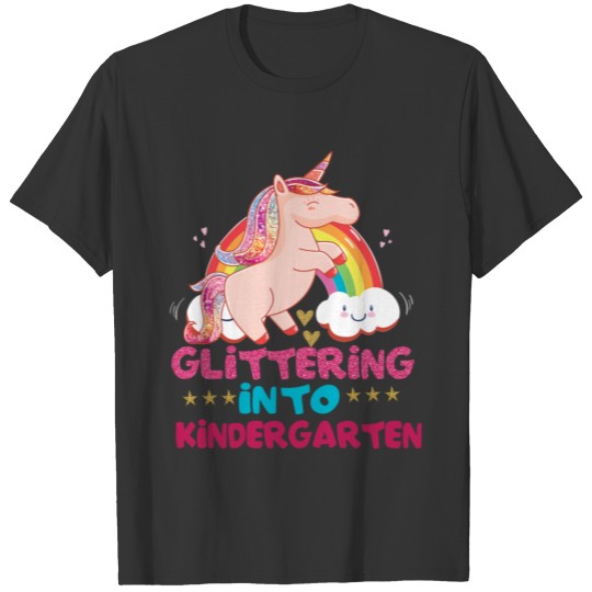 Unicorn Glitter into Kindergarten Pink Girl T Shirts