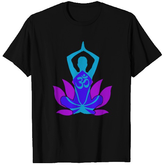 Om Namaste Yoga Pose Lotus Blue T Shirts