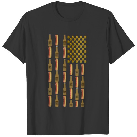 Hot Dogs Beer Flag 4th of July T Shirts