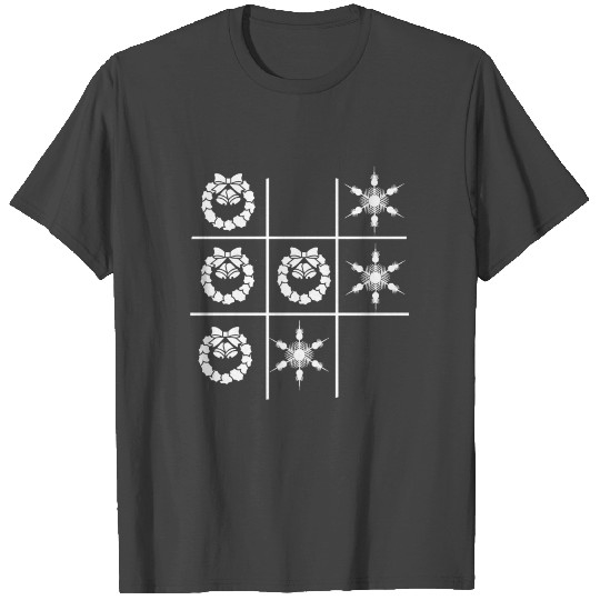 Christmas Tic Tac Toe Wreath and Snowflakes T Shirts
