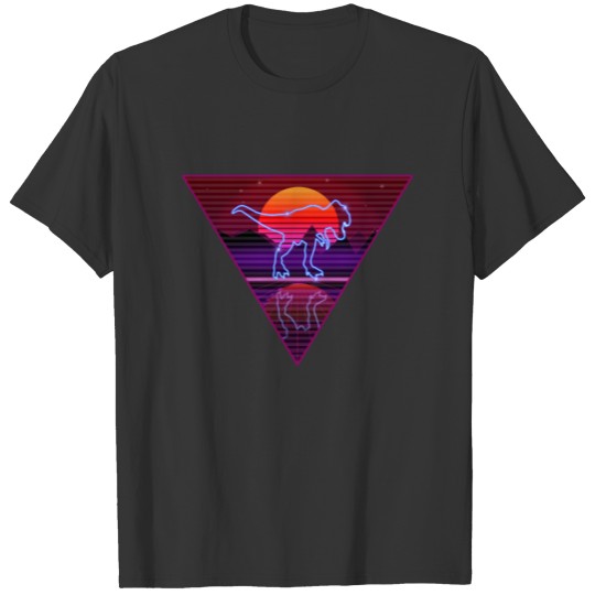 Retro Neon Rex Dinosaur 80s 90s Vintage Disco T-shirt