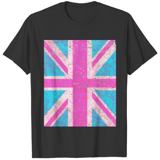 Pink Vintage Union Jack Flag T Shirts