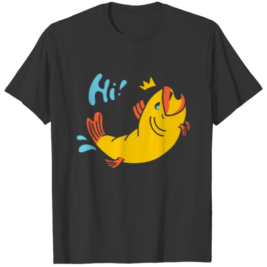 Happy gold fish jumping and smiling T-shirt