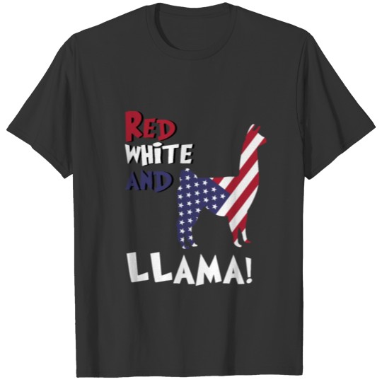 Llama American Flag Patriotic Red White T-shirt