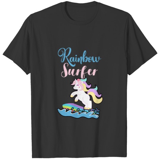 Unicorn Rainbow Surfer T-shirt