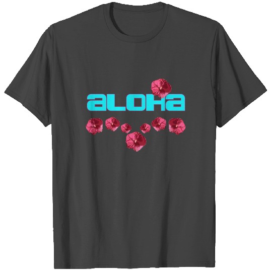 Aloha Hawaii with pink hibiscus blossoms T Shirts