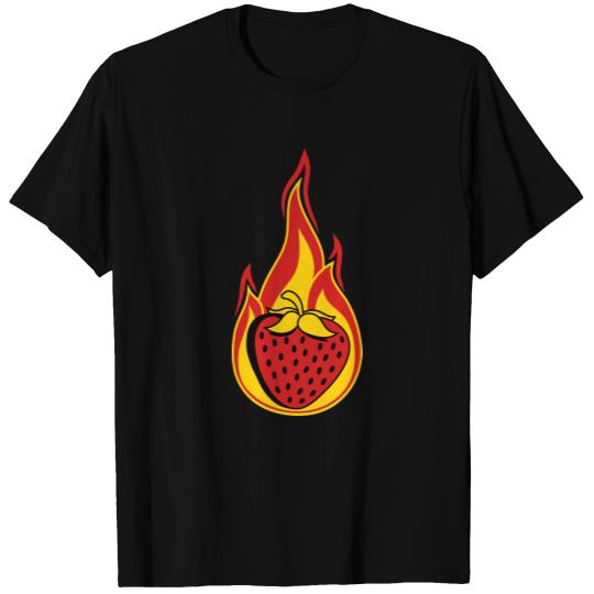 fire flame burning hot hot strawberry fruity delic T Shirts