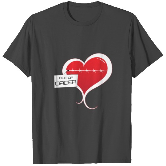 Barbed Wire Out Of Service Heart Love Danger T Shirts