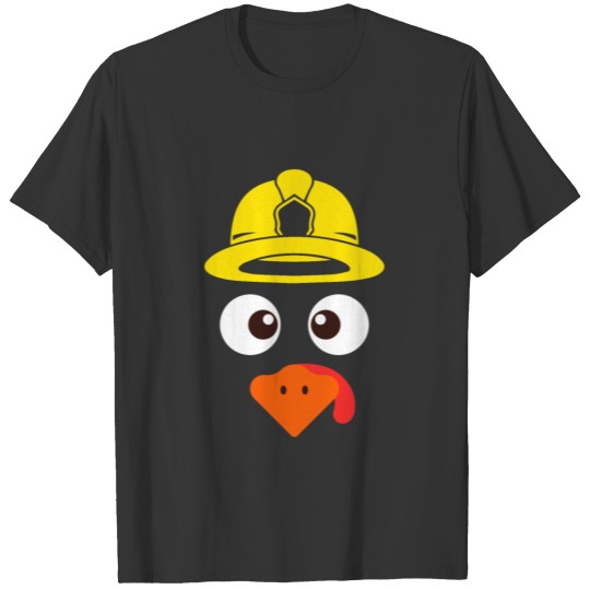 Firefighter Turkey Face Funny Thanksgiving T Shirt T-shirt