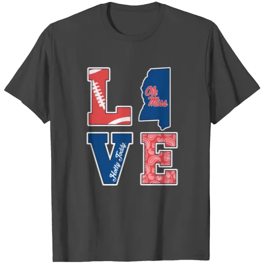 love rebels stacked football pattern football T Shirts