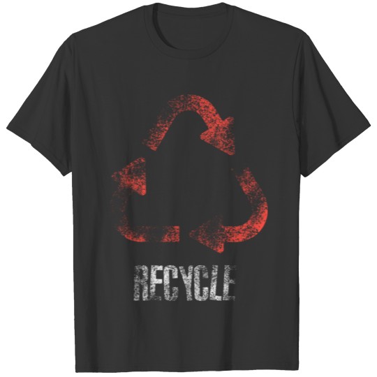 Red Recycle Zombie Destroyed Design Recycle earth T Shirts