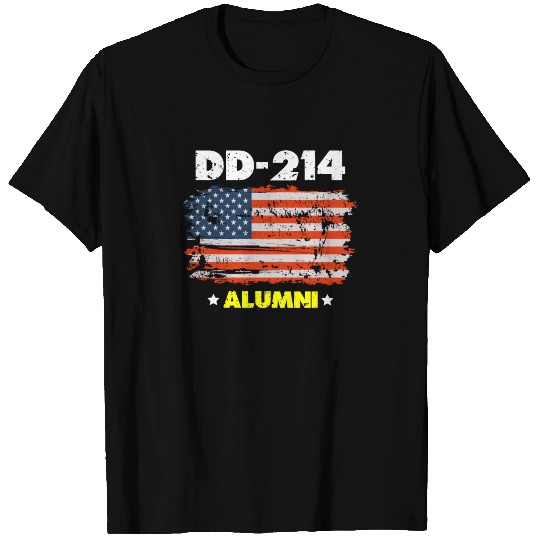 DD-214 Us Armed Forces Alumni American Flag T Shirts