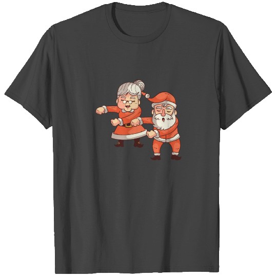 Santa Claus Mr and Mrs Claus Flossing Christmas T Shirts