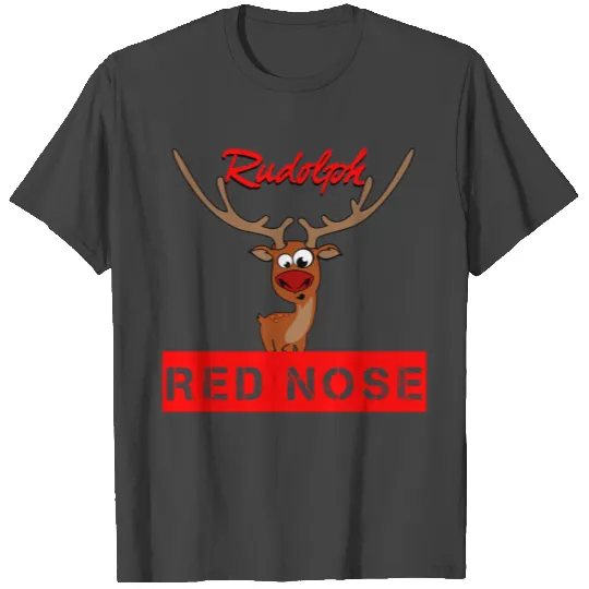 Rudolph and the red nose on Xmas T Shirts
