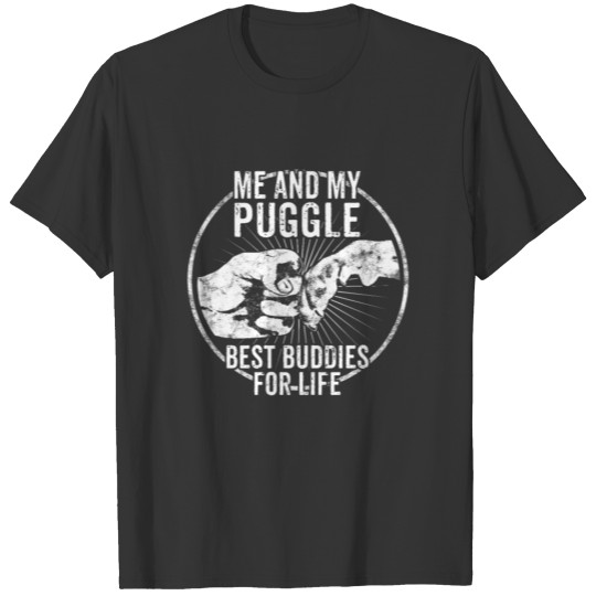 Cool Puggle Dog Paw Friend Artwork T-shirt
