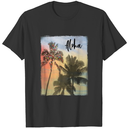 Aloha Family Christmas Beach Palm Tree Sunset T-shirt