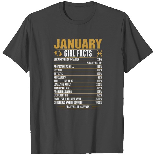 January Pisces Girl Facts T Shirts