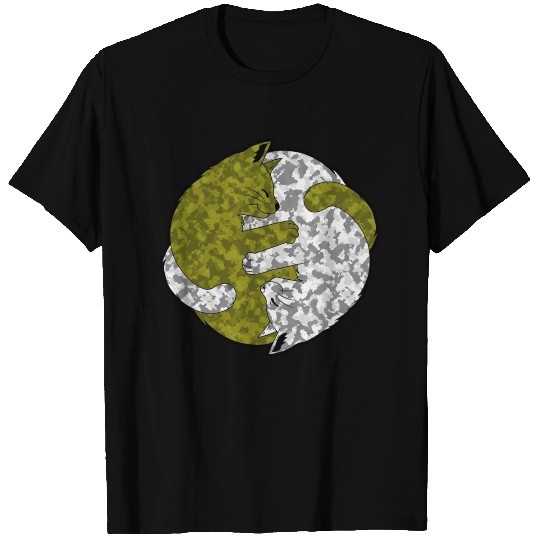 Funny Cat Yin Yang T Shirts camouflage look
