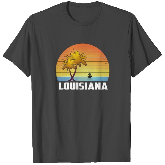 Louisiana T Shirts Retro Beach Sunset Louisiana Gift