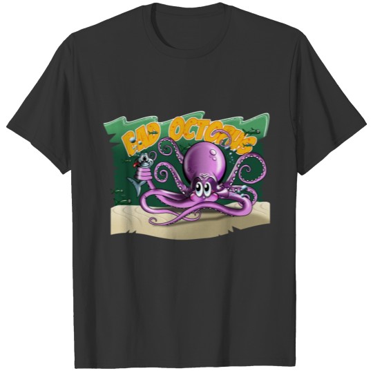 Bad Octopus, big bad Octopus with a white shark T-shirt