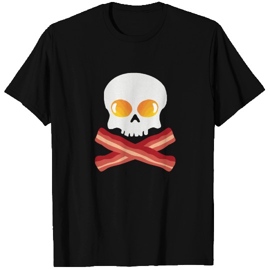 Breakfast Skull - Egg and Bacon Skull Crossbones T Shirts