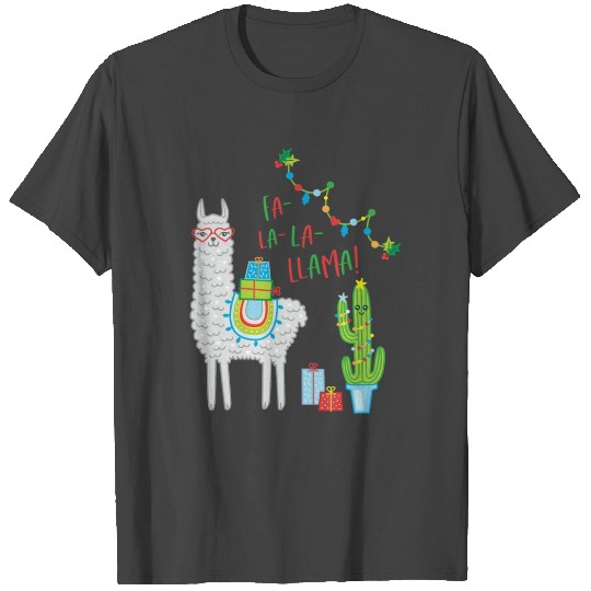 fa la la llama christmas gift idea alpaca cactus T Shirts