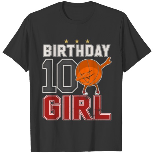 10 Year Old Dabbing Bday Baskteball Girl 10th Gift T-shirt
