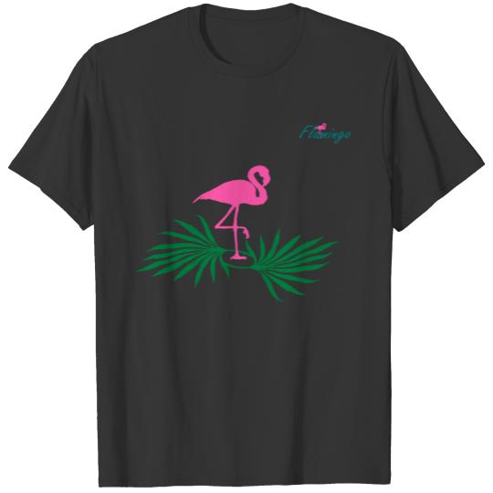 Flamingo and palm leaf T-shirt
