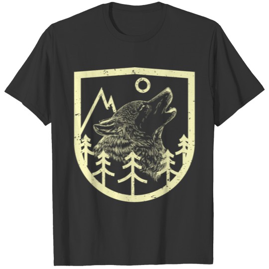 Wolf Dog in Moonlight T Shirts