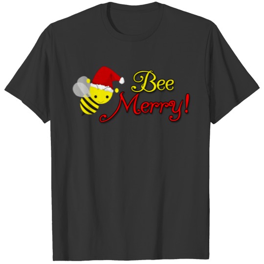 bee merry christmas holiday bumblebee santa hat wo T Shirts
