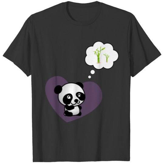 Sweet panda with pink heart thinking of bamboo! T Shirts