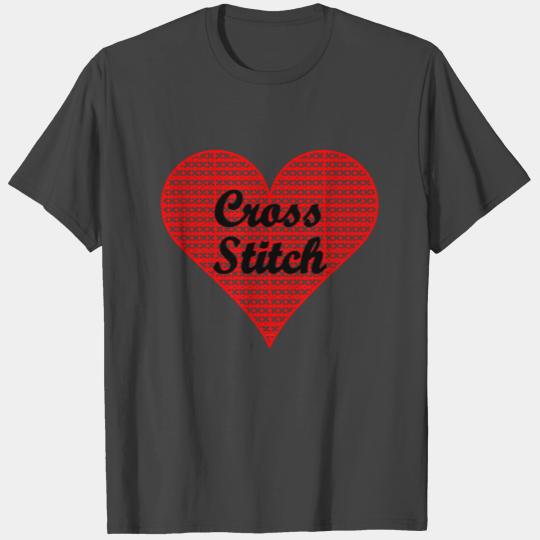 Cross Stitch Heart T Shirts