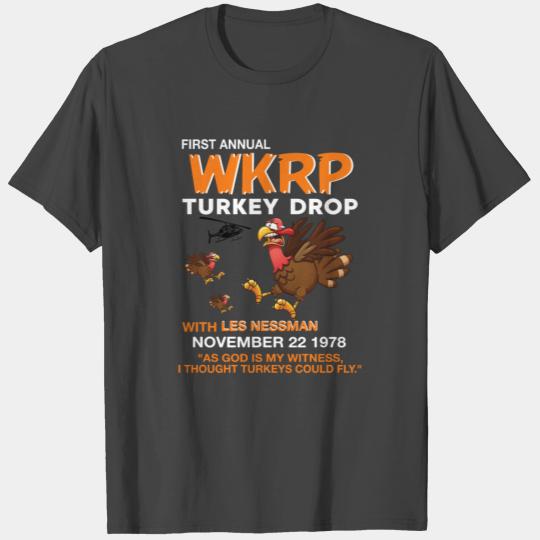 Thankgiving First Annual WKRP Turkey drop with les T Shirts