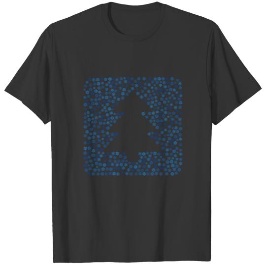 Snow Wordcloud of a pine tree box mdf form (blue) T-shirt
