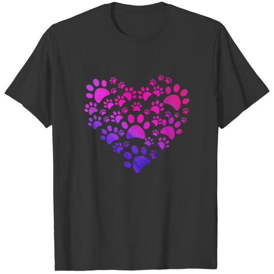 Heart Dog Paws Cute Kawaii Gift For Animal Lovers T-shirt