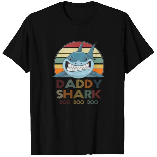 Retro Vintage Daddy Shark T Shirts gift for Father