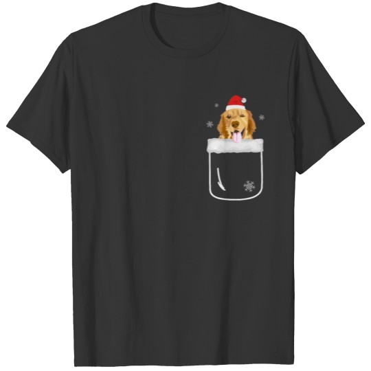 Golden Retriever In Pocket Funny Christmas Dog T-shirt