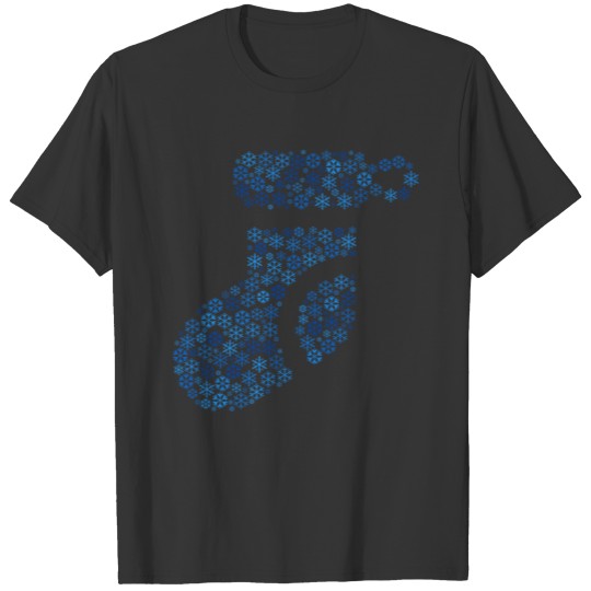 Snow Wordcloud of a christmas sock form (blue) T Shirts