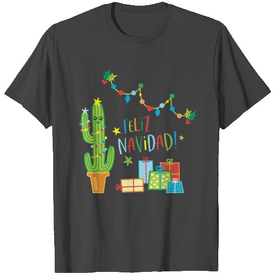 cactus feliz navidad christmas gift idea kids T Shirts